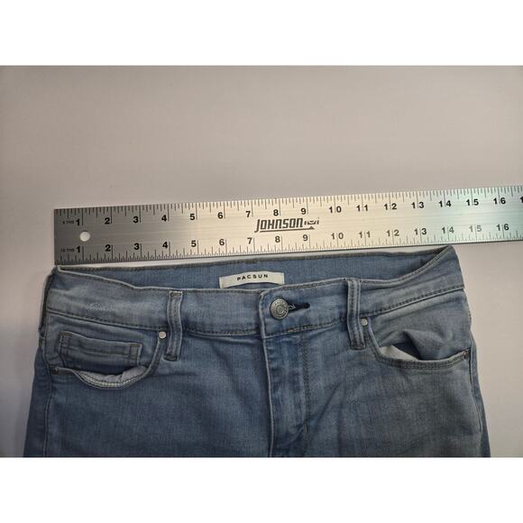 Pacsun Super Stretch High Waisted Ankle Jegging Skinny Jeans Blue 26 Distressed - Picture 6 of 6